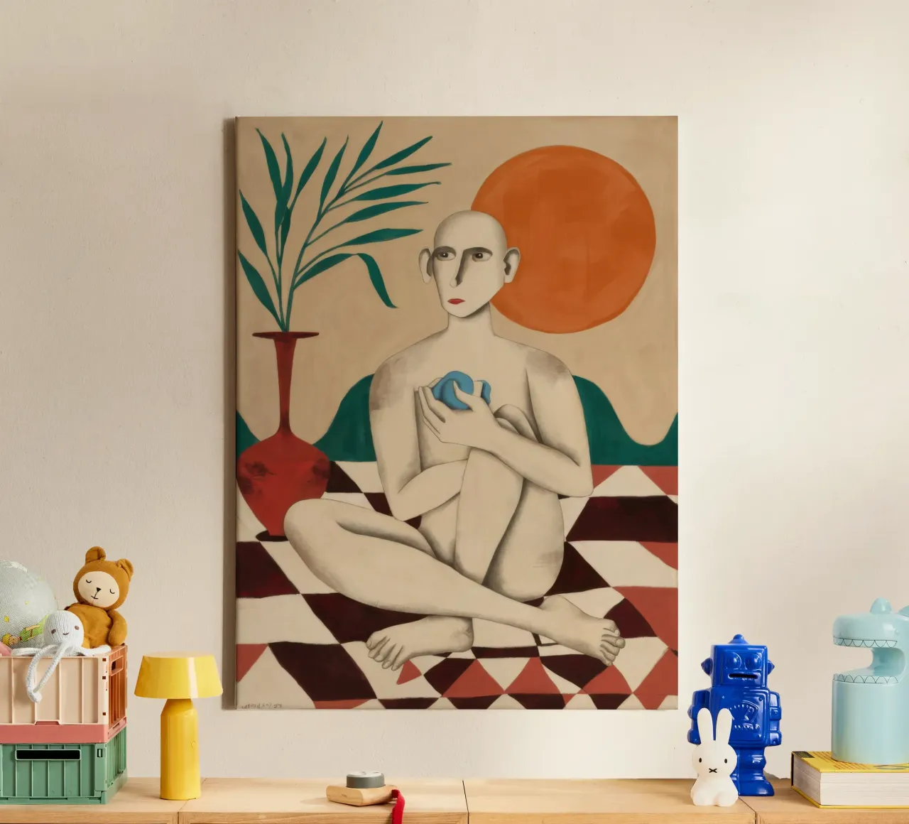 Geruite vloer naakt canvas met Baklijst van Pale Aura