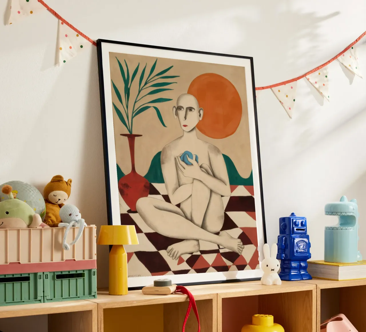 Pavimento a scacchi nudo poster con telaio in plastica da Pale Aura
