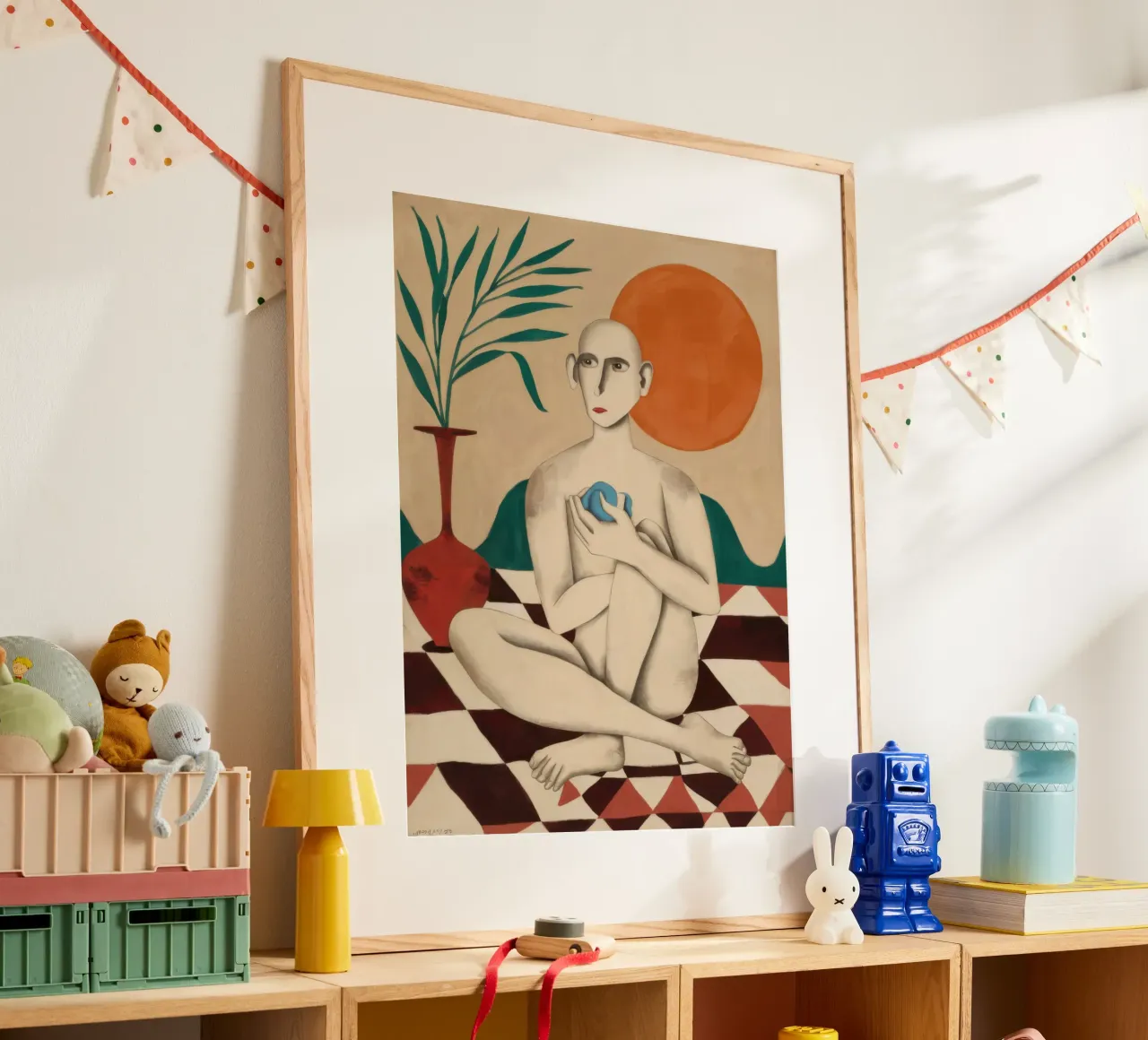 Pavimento a scacchi nudo poster con telaio in plastica da Pale Aura