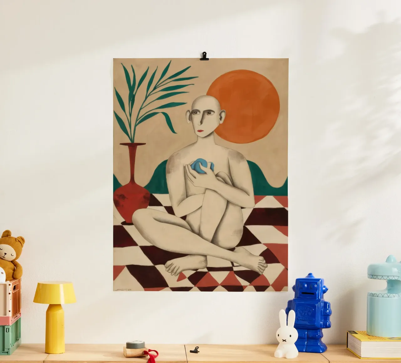 Pavimento a scacchi nudo poster con telaio in plastica da Pale Aura