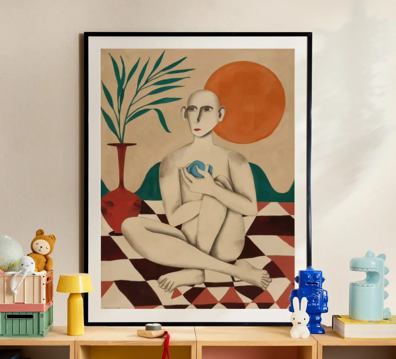 Pavimento a scacchi nudo poster con telaio in plastica da Pale Aura
