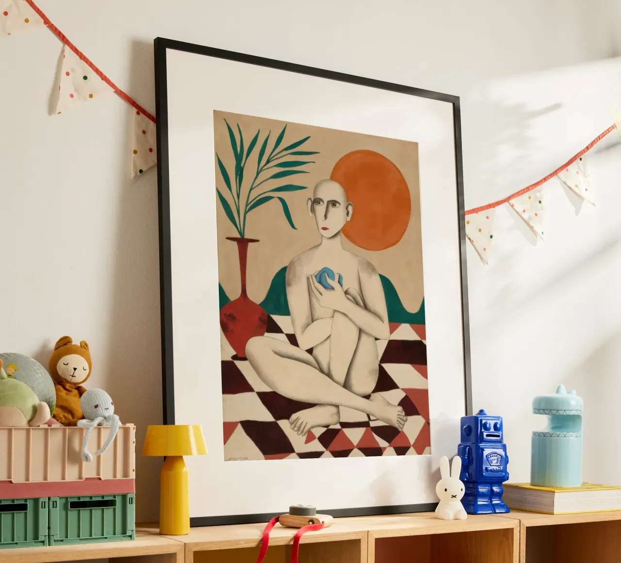 Pavimento a scacchi nudo poster con telaio in plastica da Pale Aura