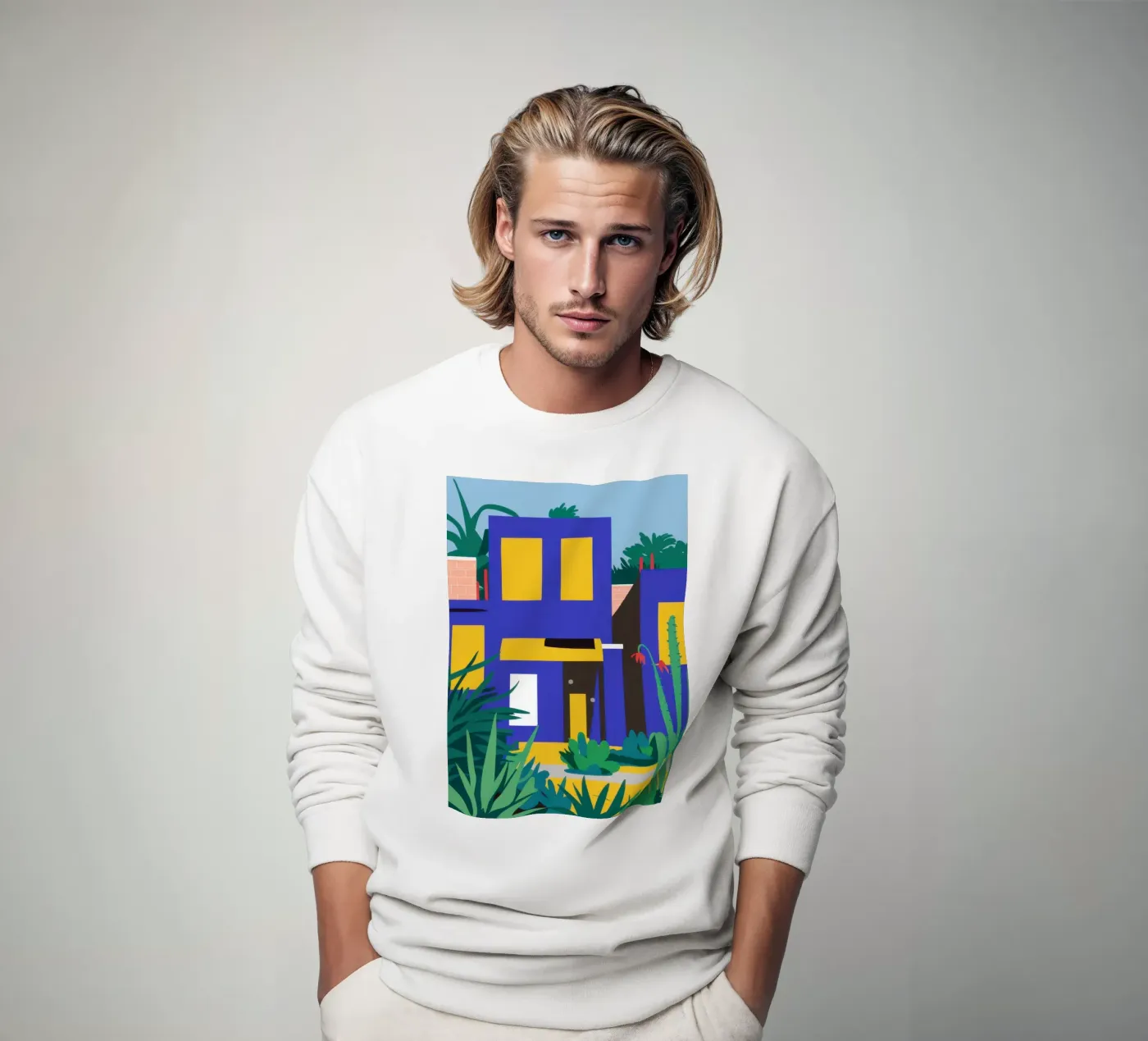 Blaues Gebäude bei Nacht Sweatshirt von Pale Aura