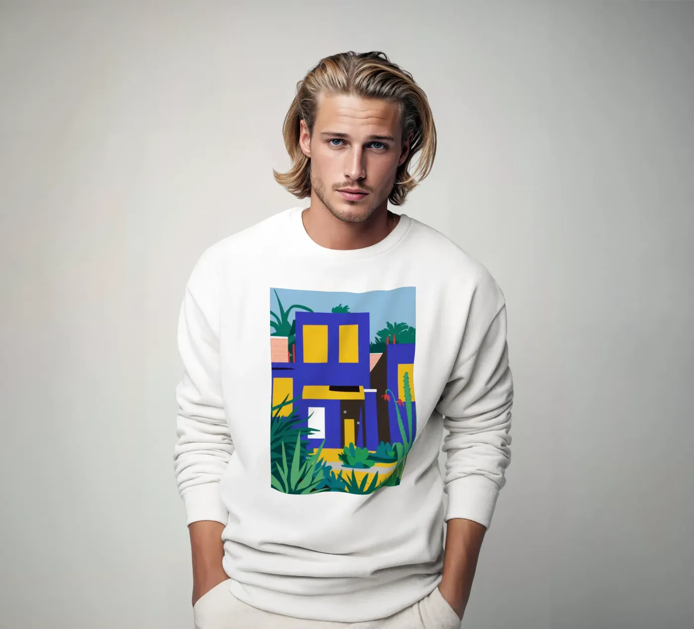 Blaues Gebäude bei Nacht Sweatshirt von Pale Aura