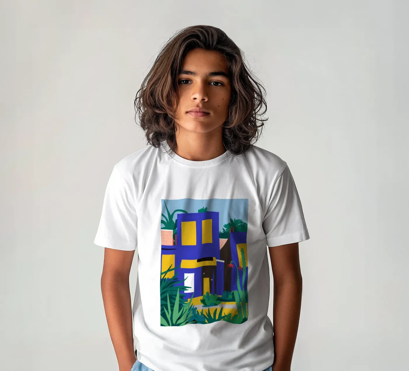 Nighttime Blue Building kids t-shirt by Pale Aura