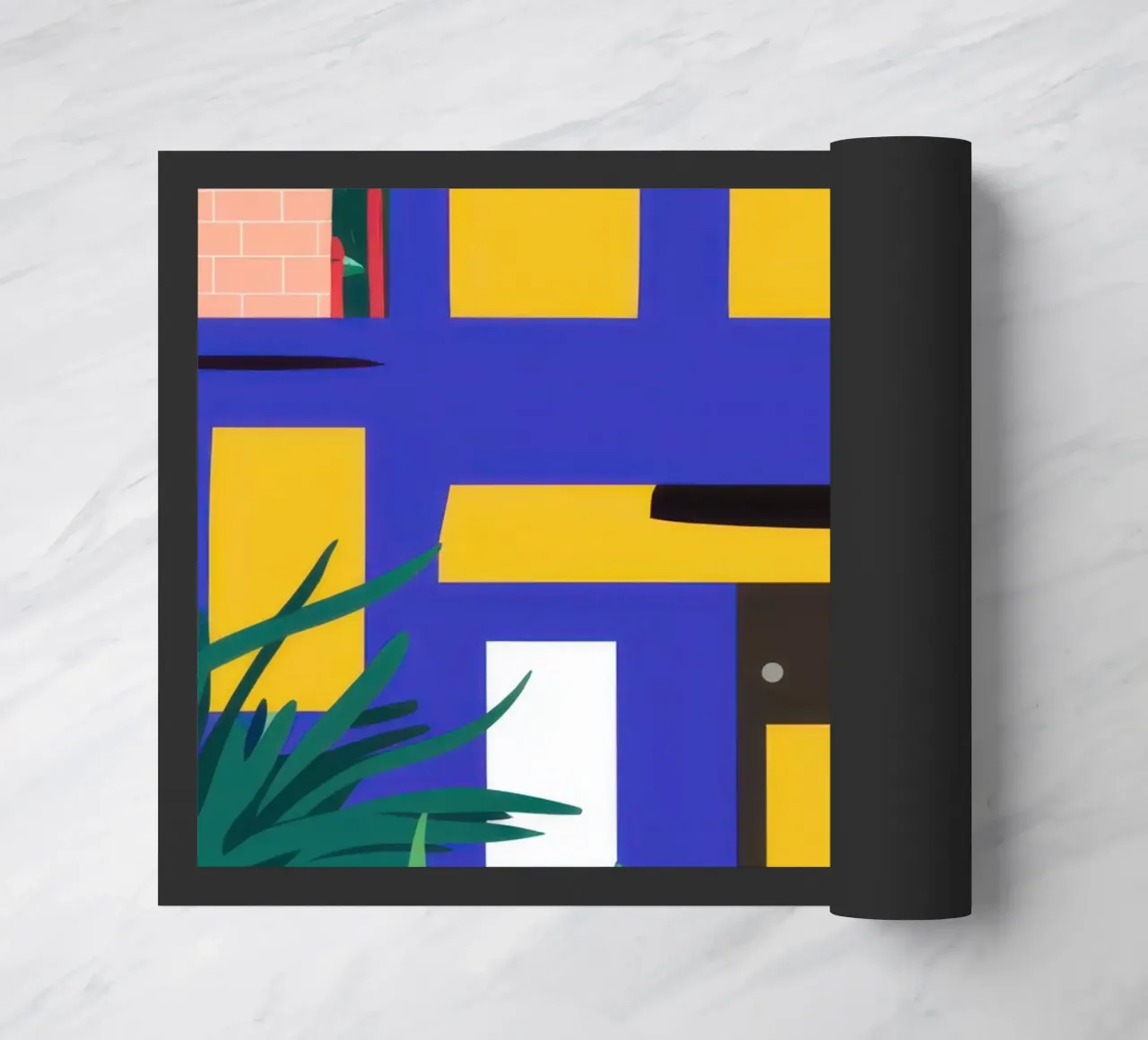 Nighttime Blue Building doormat by Pale Aura