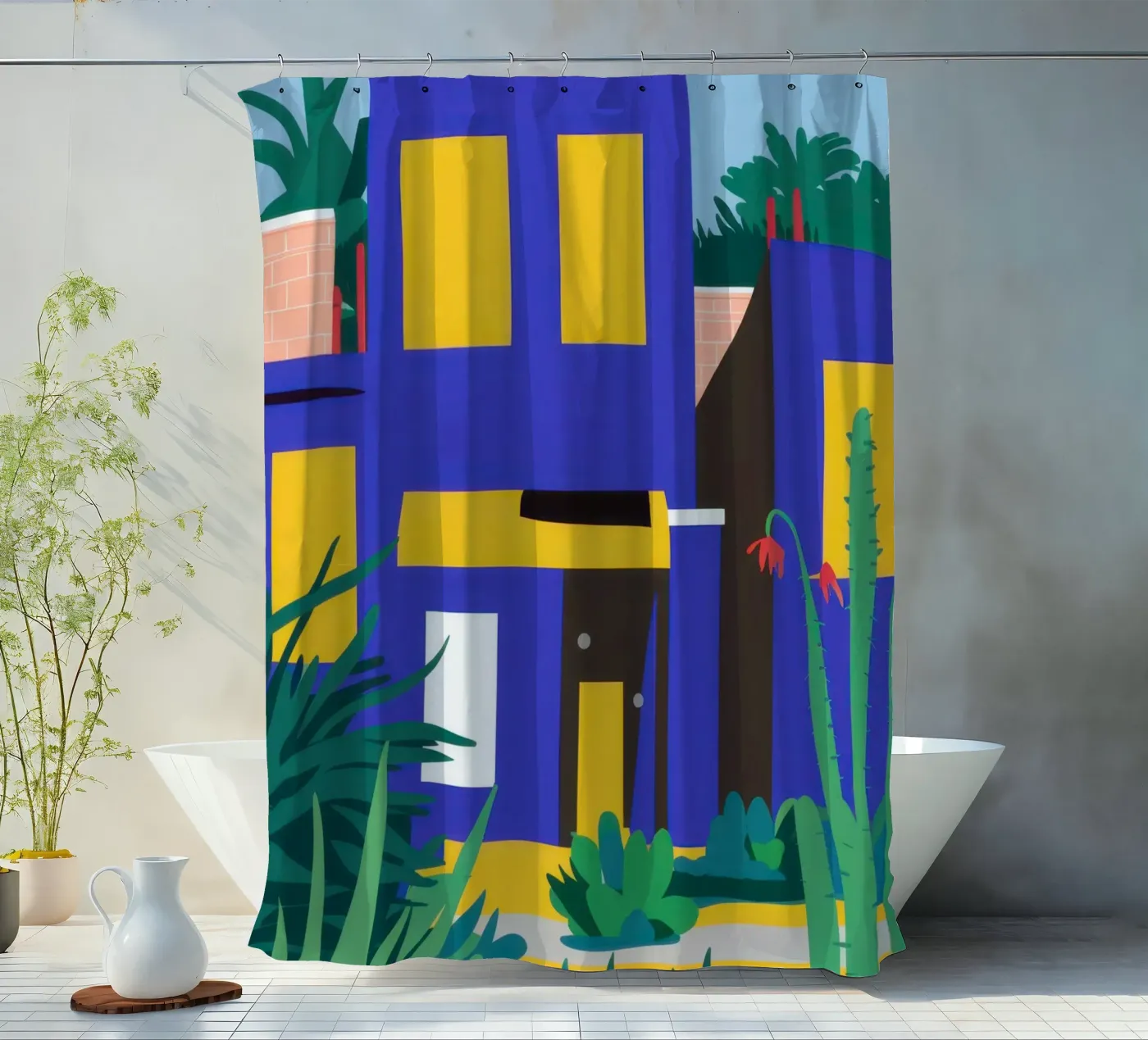 Edificio blu notturno tenda da doccia da Pale Aura