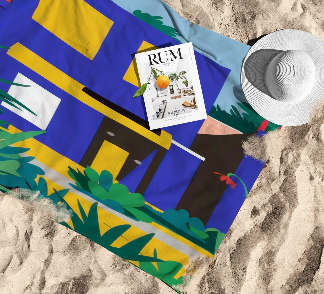 Nacht Blauw Gebouw strandhanddoek van Pale Aura