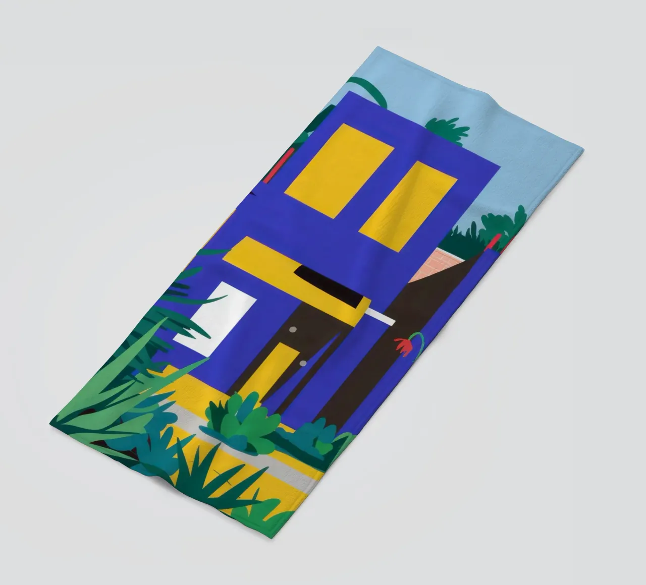 Nacht Blauw Gebouw strandhanddoek van Pale Aura