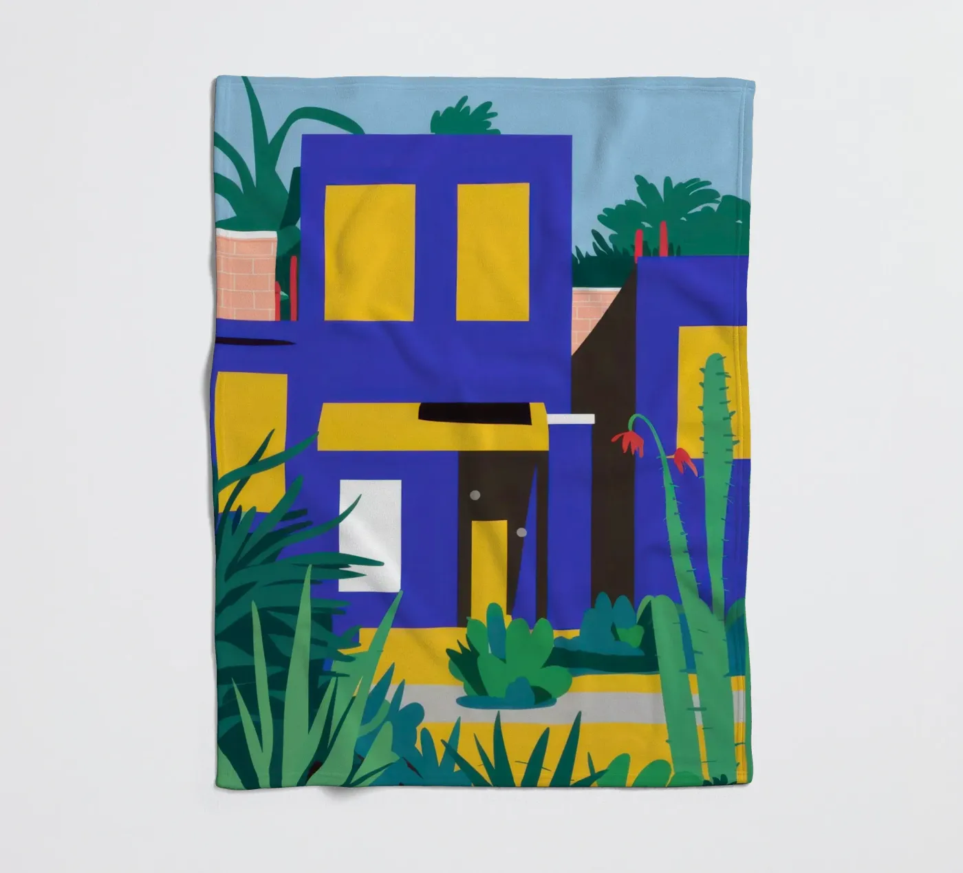 Blaues Gebäude bei Nacht Fleecedecke von Pale Aura