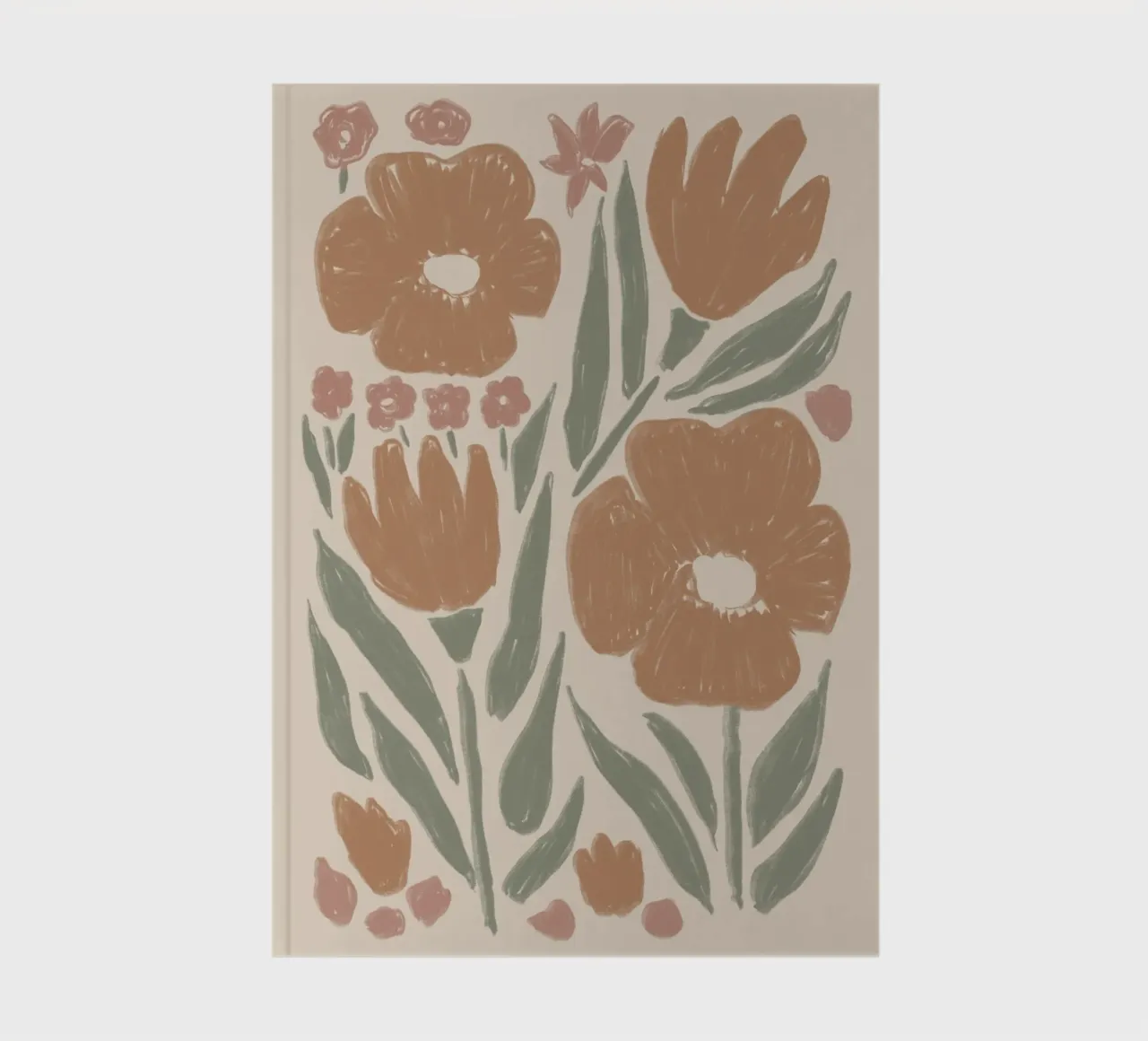 Abstract Floral Outlines on Beige notebook by Melloi Art Print