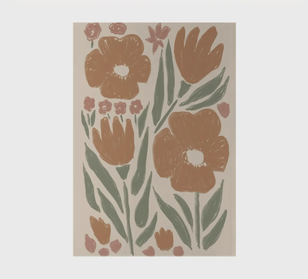 Abstract Floral Outlines on Beige notebook by Melloi Art Print