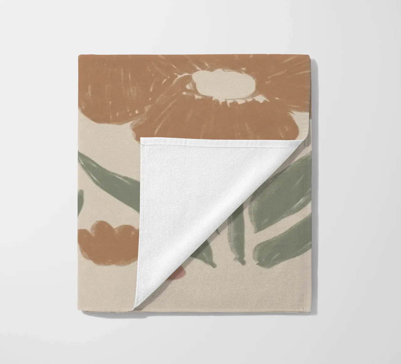 Abstract Floral Outlines on Beige beach towel by Melloi Art Print