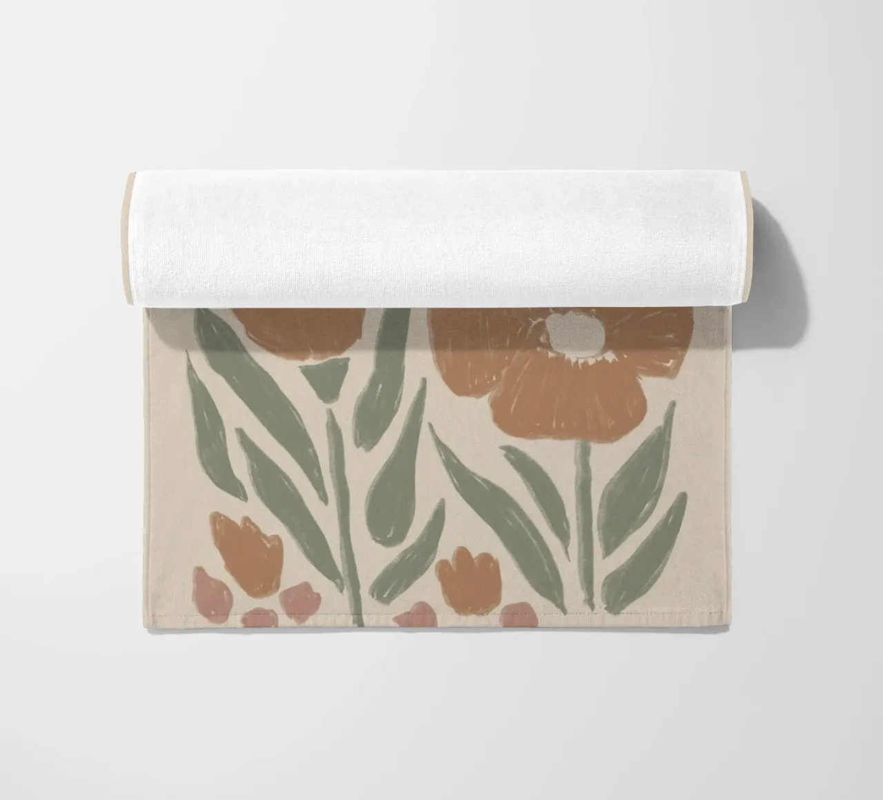 Abstract Floral Outlines on Beige beach towel by Melloi Art Print