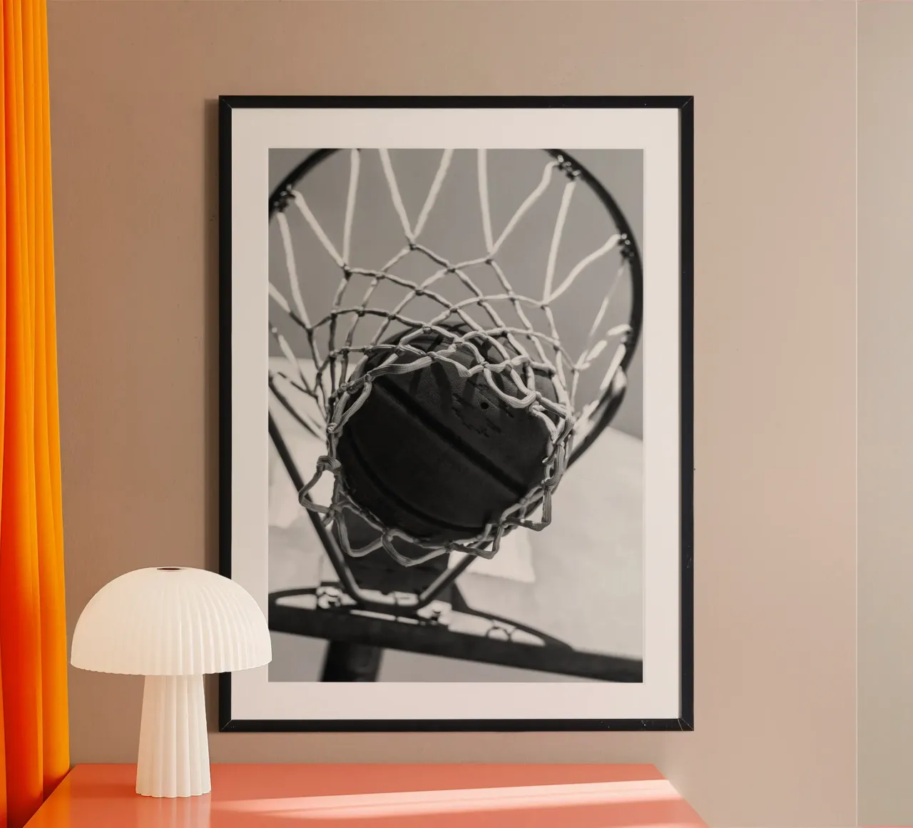 Pallacanestro poster con telaio in legno da maluniq