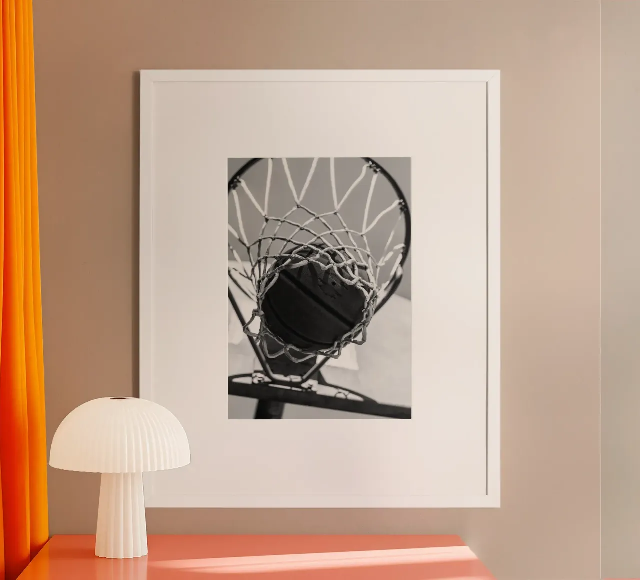 Pallacanestro poster con telaio in legno da maluniq
