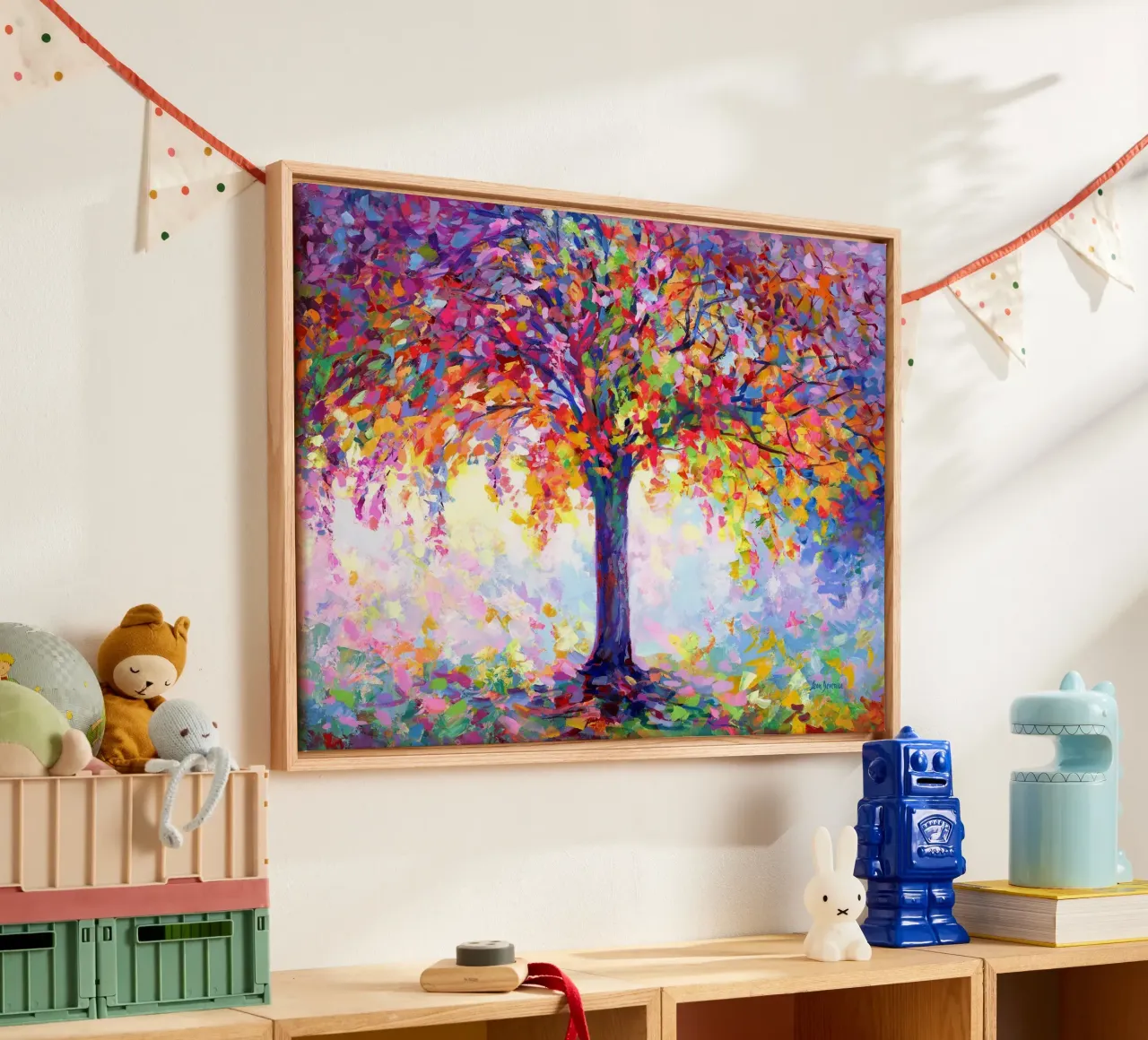 Árbol de la felicidad lienzo con Marco flotante de maluniq