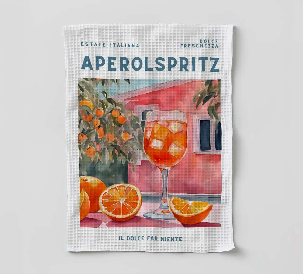 Italian Summer - Aperol Spritz tea towel by maluniq