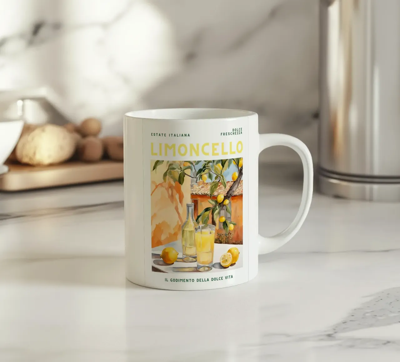 Italian Summer - Limoncello ceramic mug by maluniq