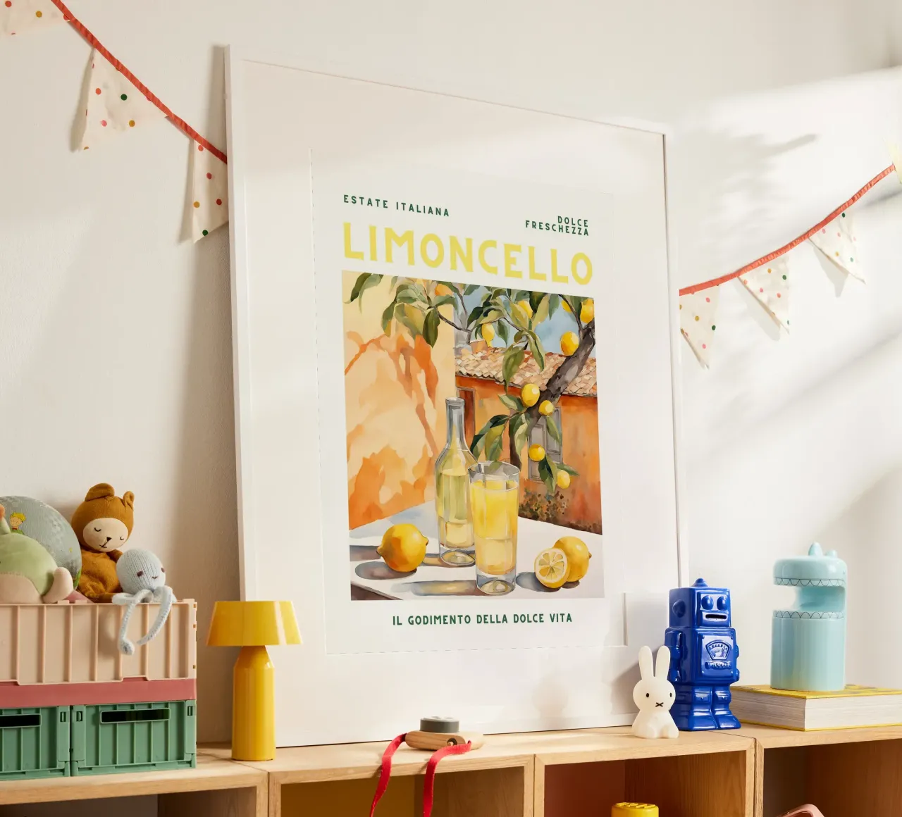 L'été italien - Limoncello poster avec cadre en plastique de maluniq