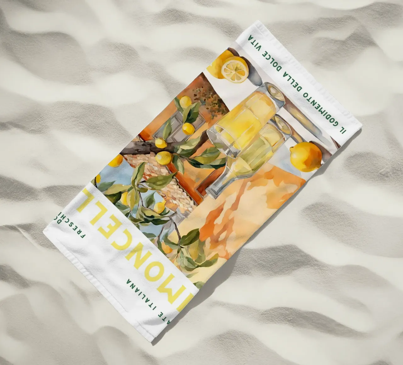 Italian Summer - Limoncello beach towel by maluniq