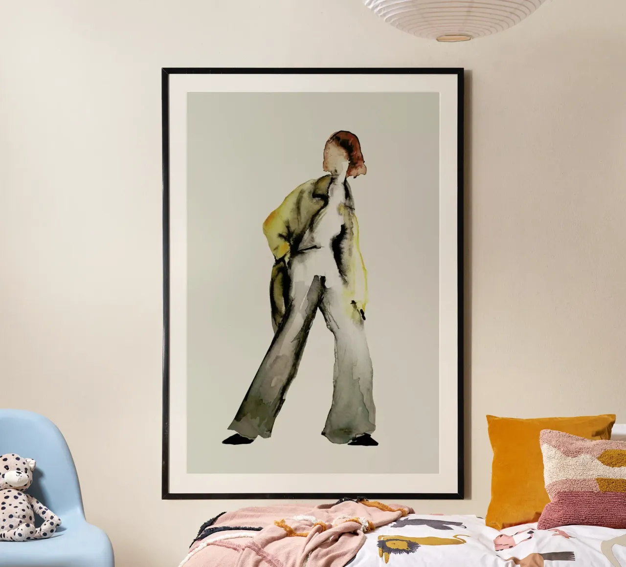Yellow Coat poster con telaio in legno da XOXO Arte