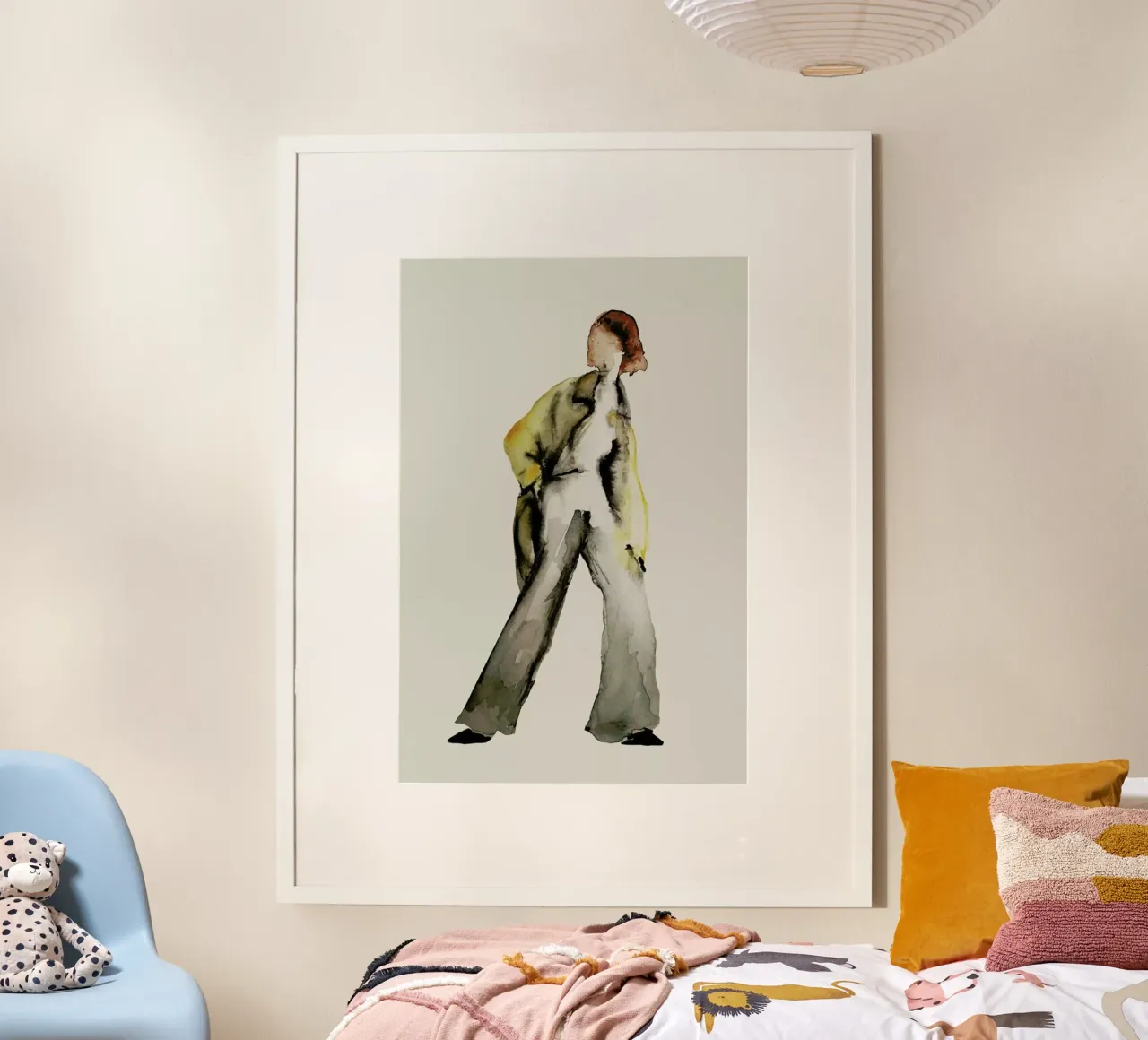 Yellow Coat poster con telaio in legno da XOXO Arte