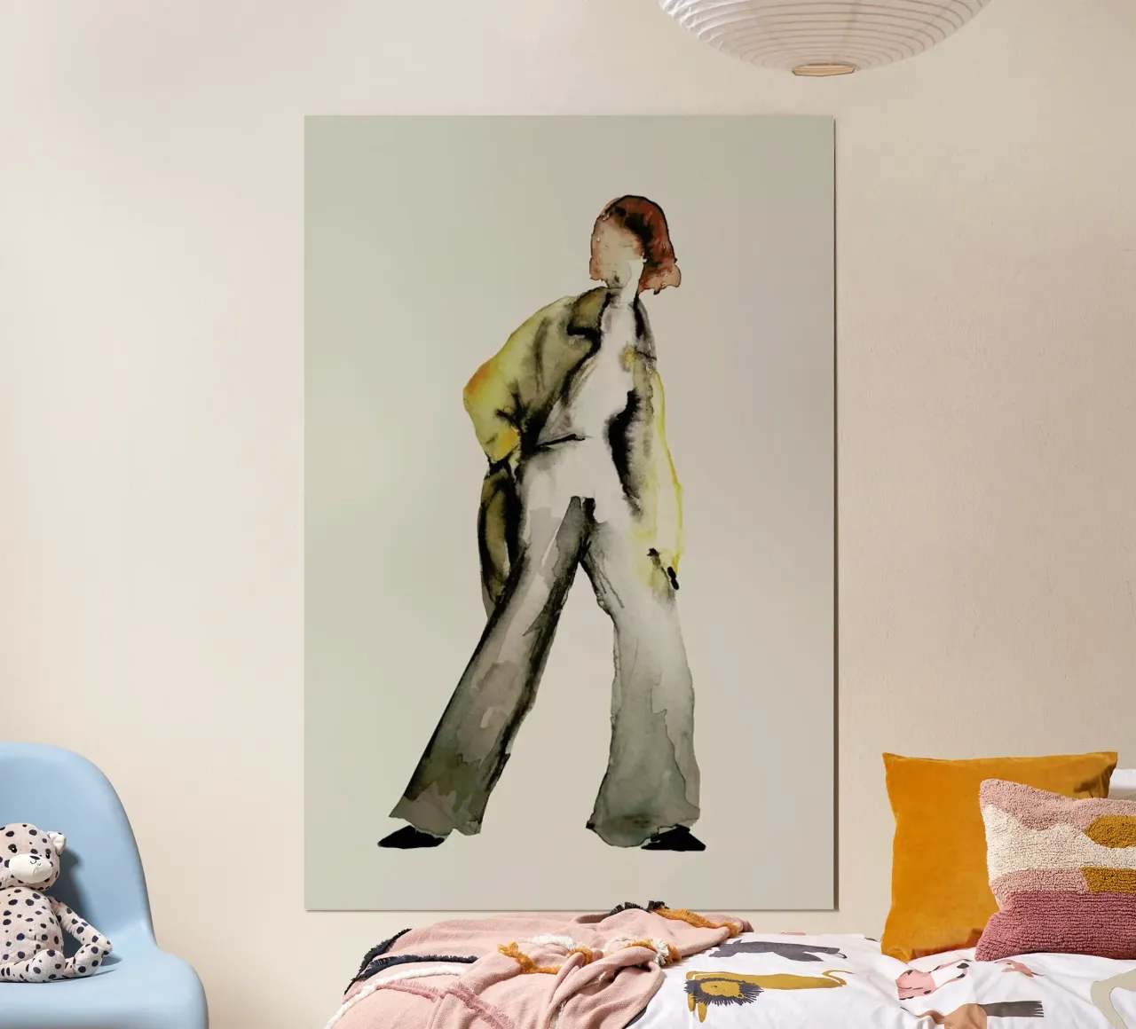 Yellow Coat poster con telaio in legno da XOXO Arte