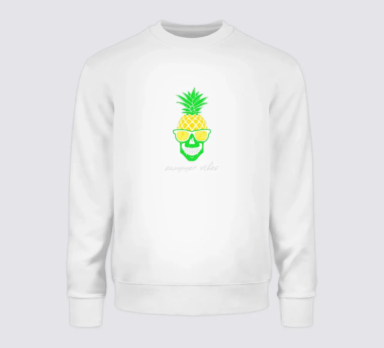Scritta Summer Vibes con volto di ananas felpa da ArtDesign by KBK