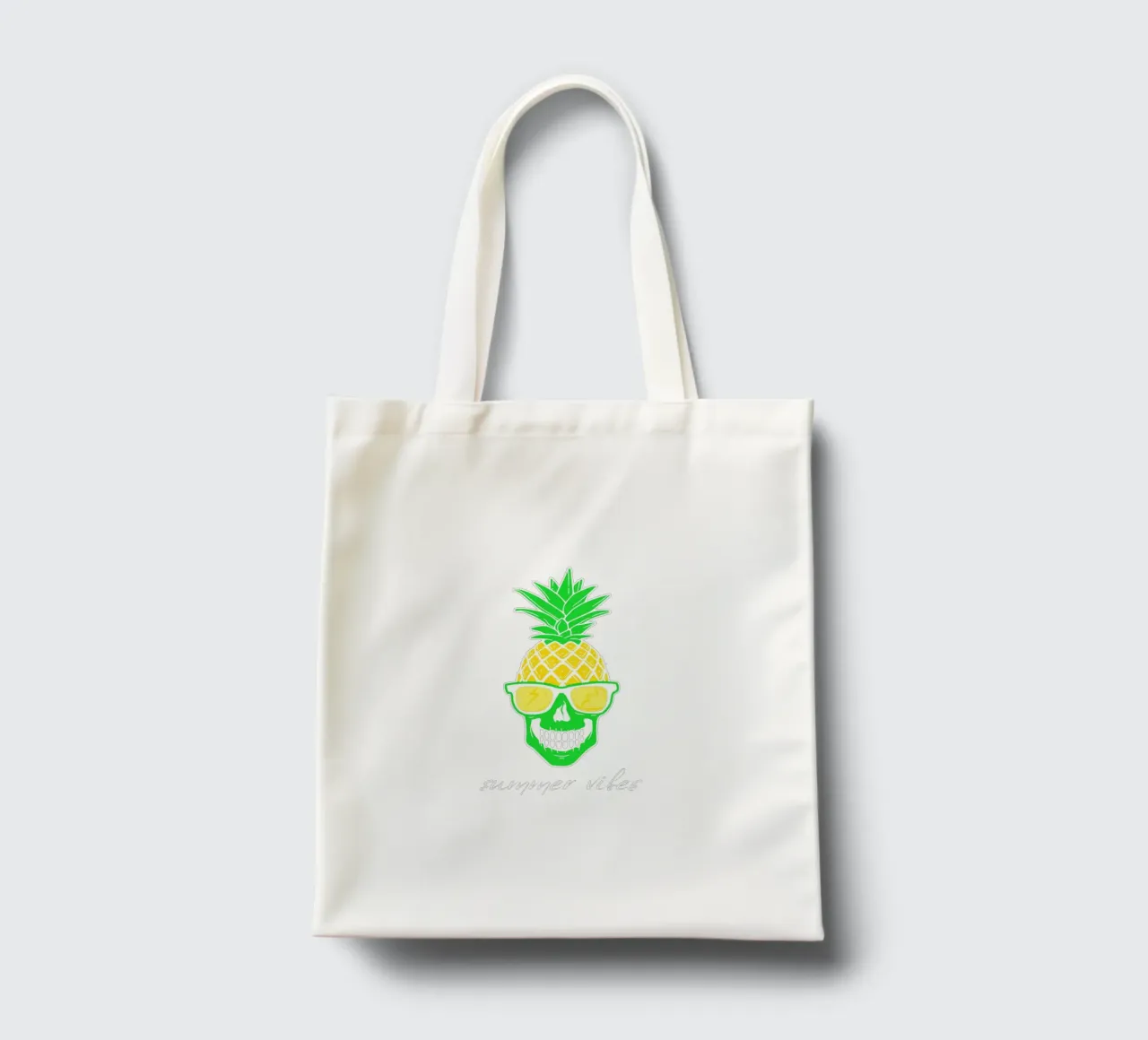 Scritta Summer Vibes con volto di ananas borsa in juta da ArtDesign by KBK