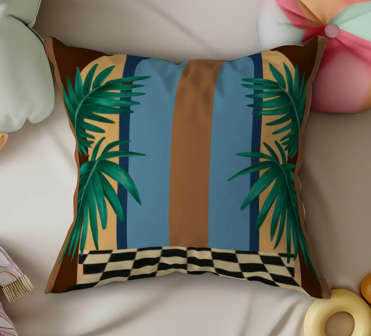 Checkered Path Archway decorative cushion by Pale Aura