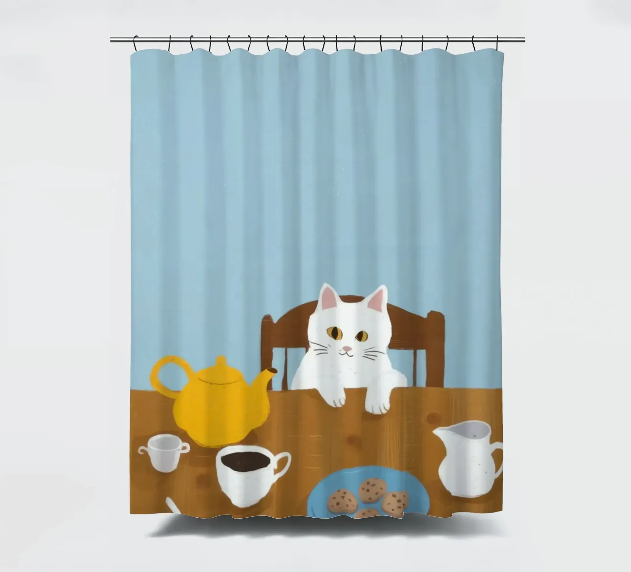 Rassemblement de chats à l'heure du thé rideau de douche de Pale Aura