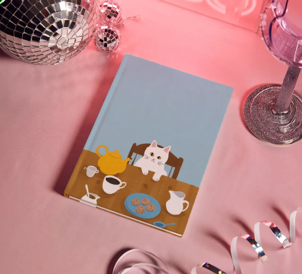 Teatime Cat Gathering notebook by Pale Aura