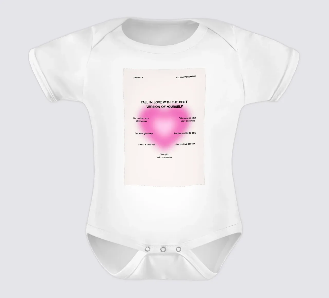 Chart zur Selbstverbesserung: Verliebe dich in dich selbst Aura Kunst Kurzarm Babybody von homdeco