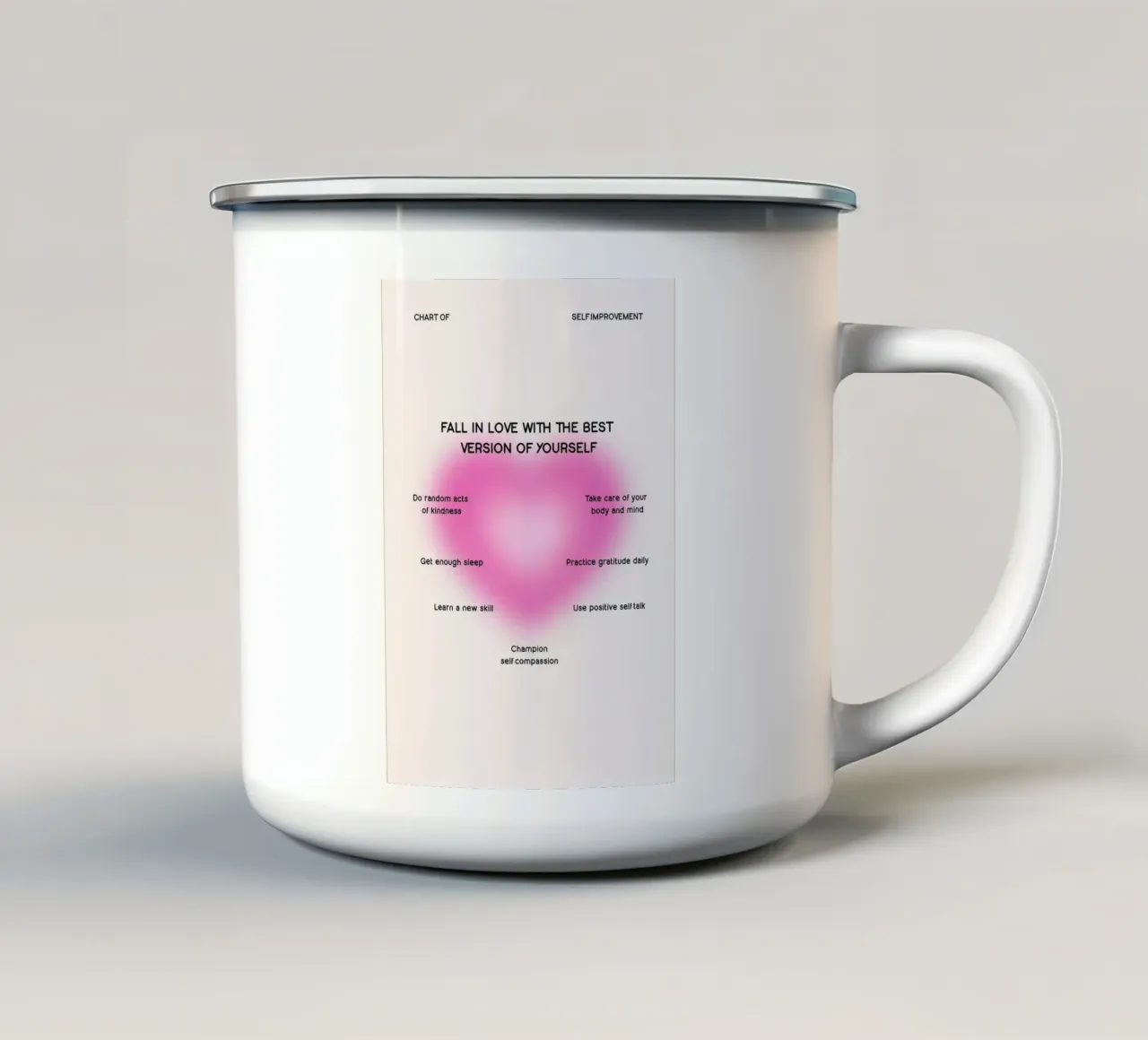 Chart zur Selbstverbesserung: Verliebe dich in dich selbst Aura Kunst Emaille Tasse von homdeco