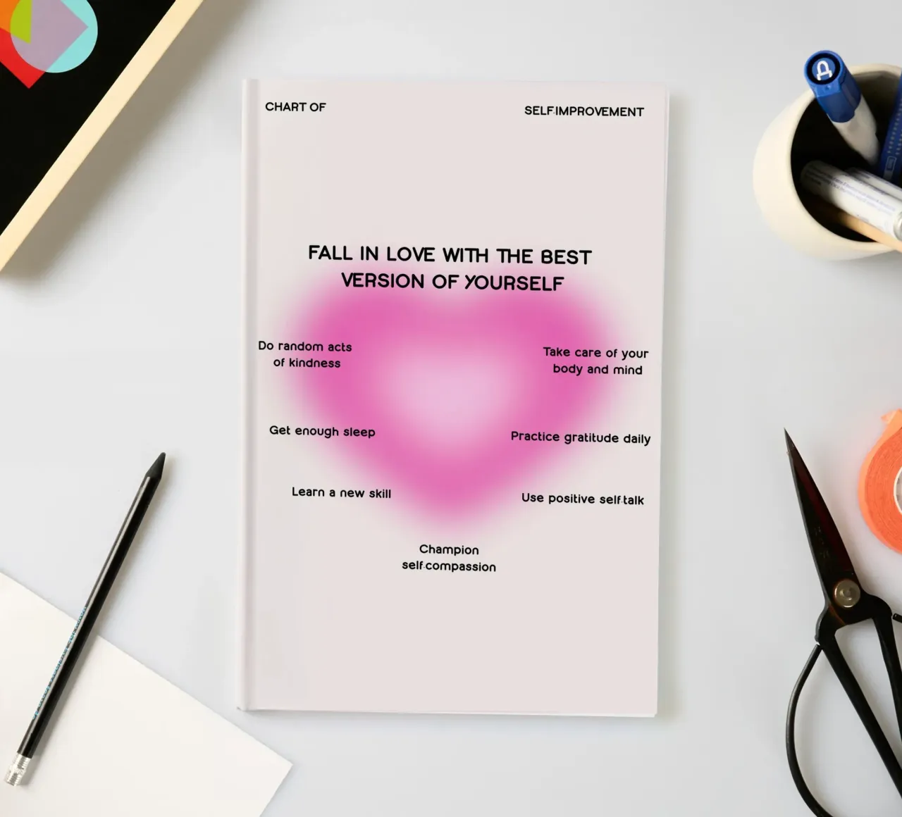 Self-Improvement Chart: Fall in Love with Yourself Aura Art notebook by homdeco