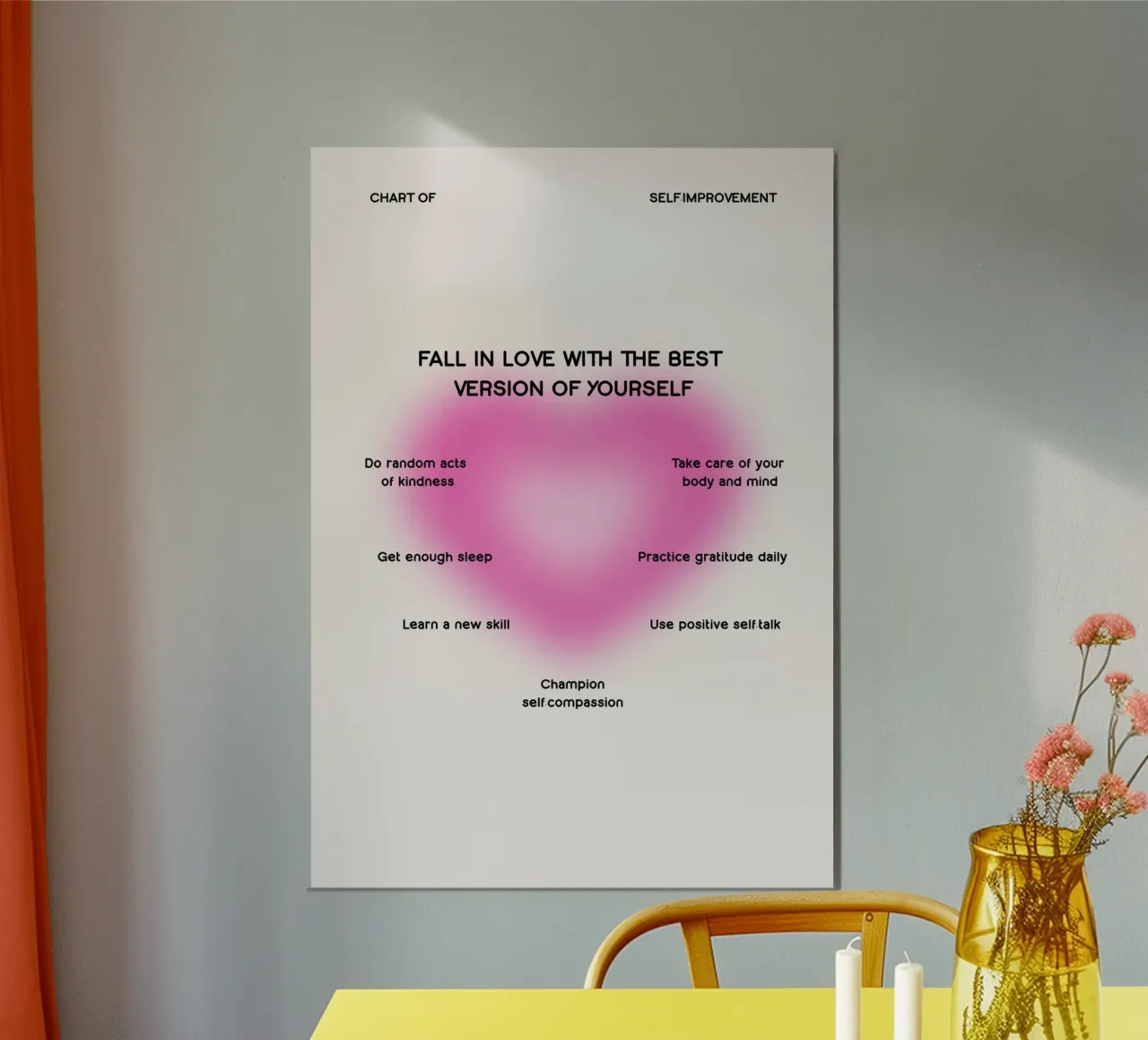 Chart zur Selbstverbesserung: Verliebe dich in dich selbst Aura Kunst Poster von homdeco