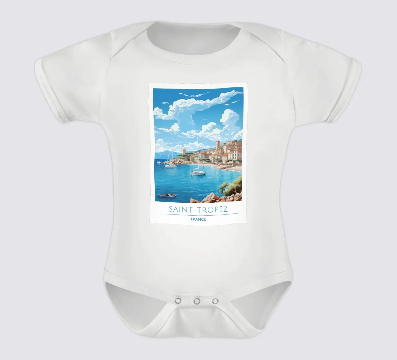 Saint-Tropez Costa Azzurra Poster | Viaggio d'epoca costiero body neonato maniche corte da homdeco
