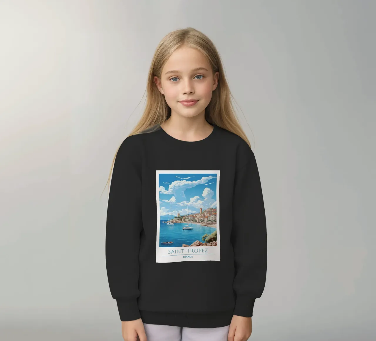 Saint-Tropez Costa Azzurra Poster | Viaggio d'epoca costiero felpa bambino da homdeco