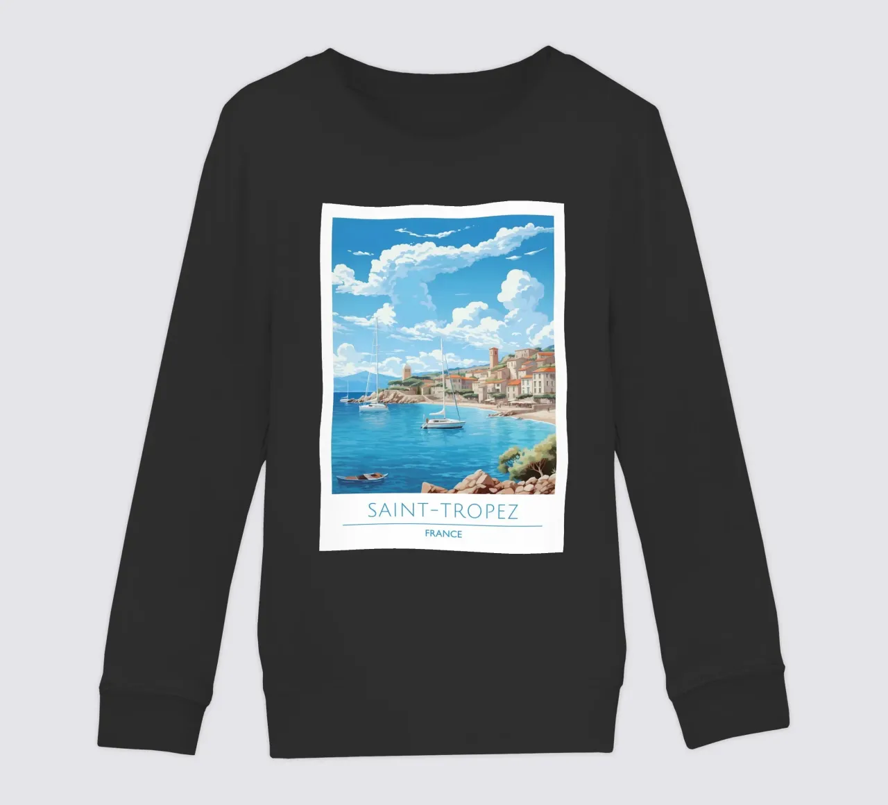 Saint-Tropez Costa Azzurra Poster | Viaggio d'epoca costiero felpa bambino da homdeco