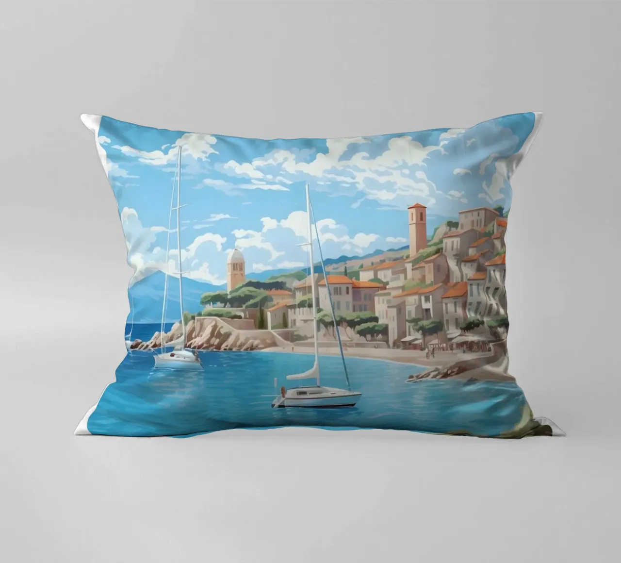 Saint-Tropez Costa Azzurra Poster | Viaggio d'epoca costiero cuscino da homdeco