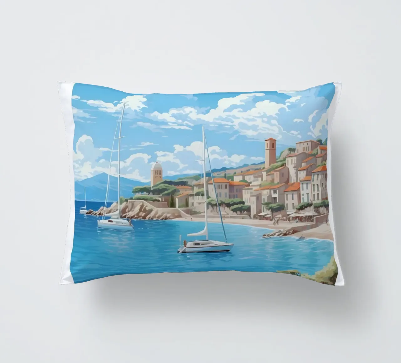 Saint-Tropez Costa Azzurra Poster | Viaggio d'epoca costiero cuscino da homdeco