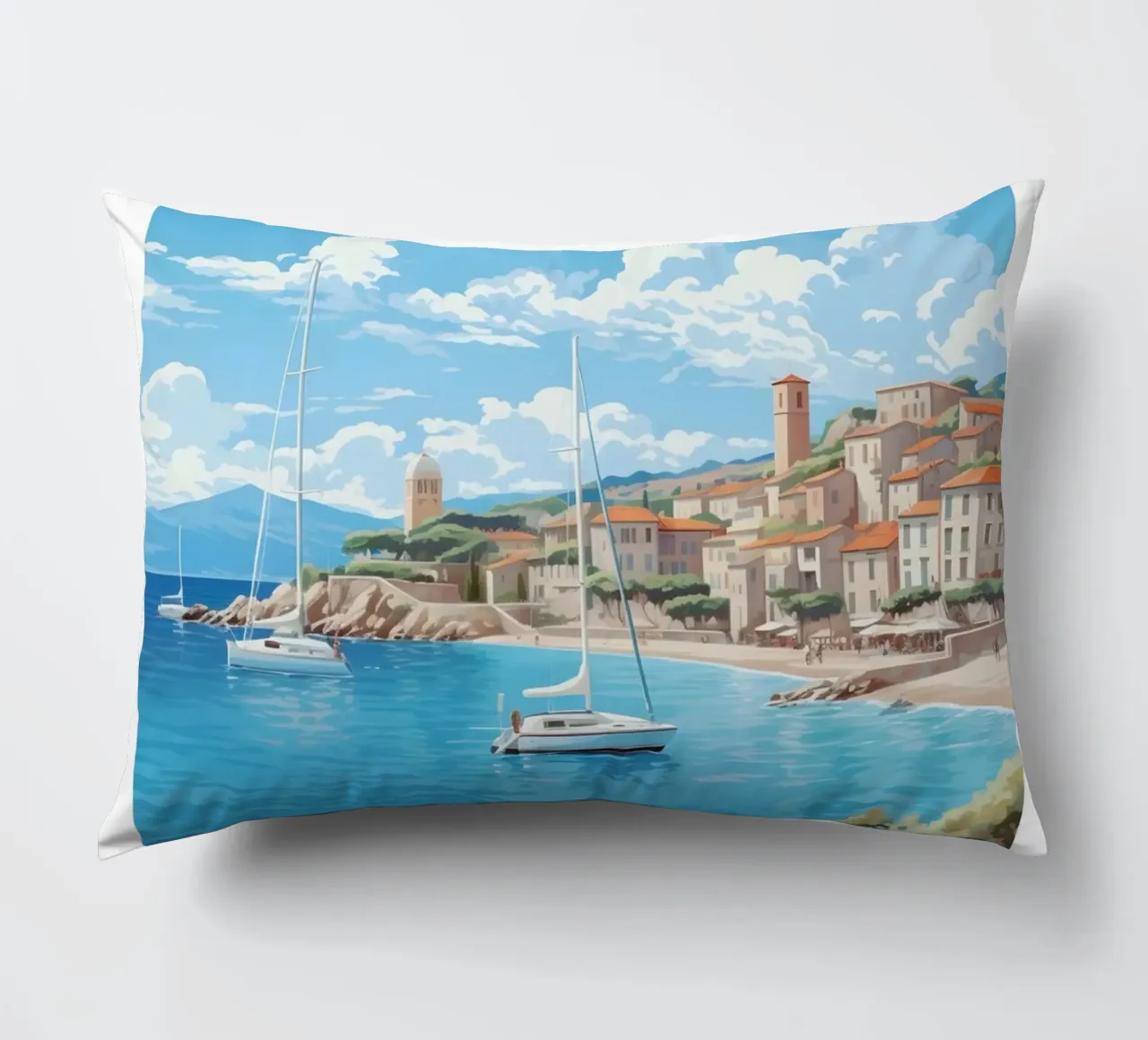 Saint-Tropez Costa Azzurra Poster | Viaggio d'epoca costiero cuscino da homdeco