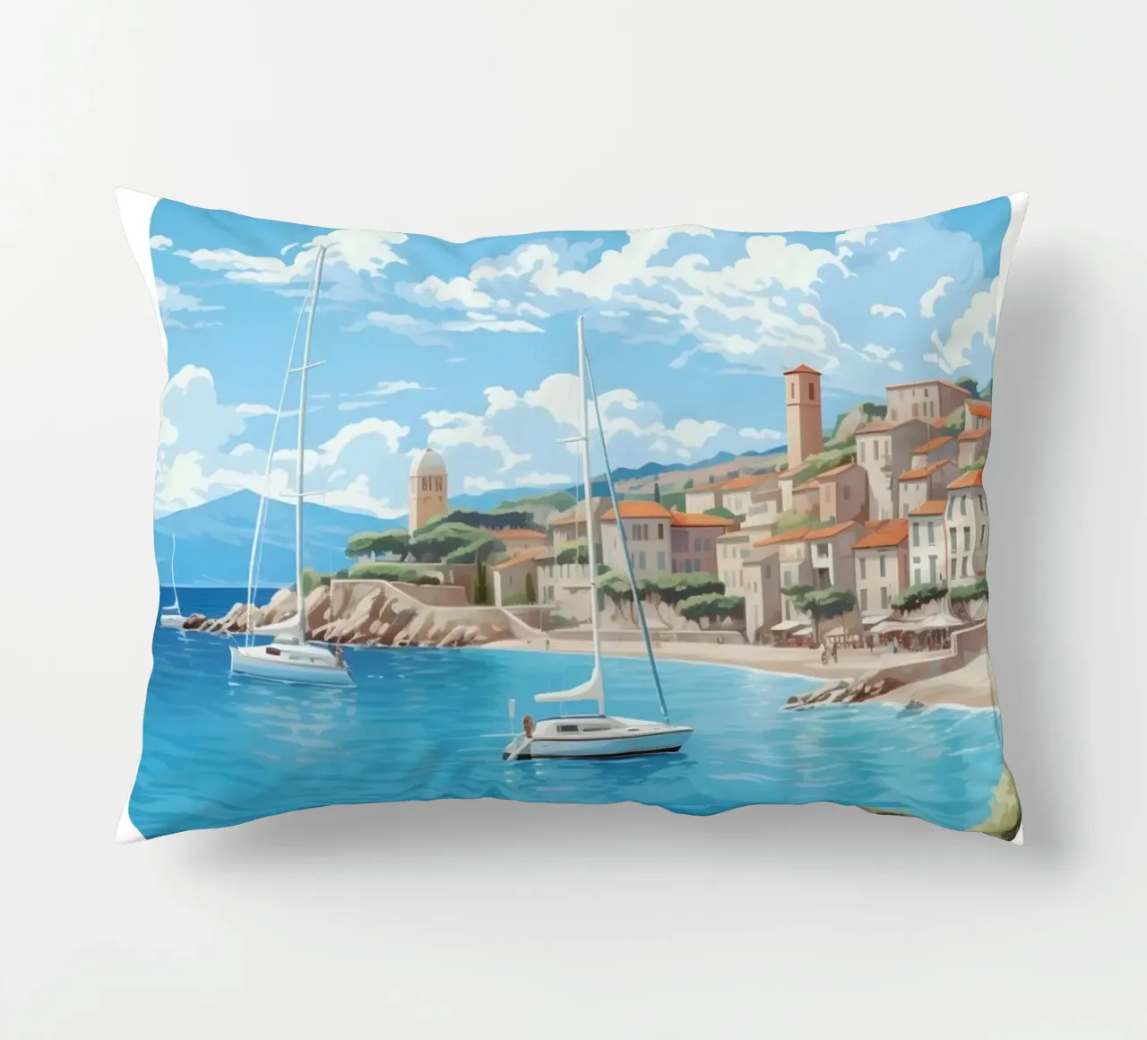 Saint-Tropez Costa Azzurra Poster | Viaggio d'epoca costiero cuscino da homdeco