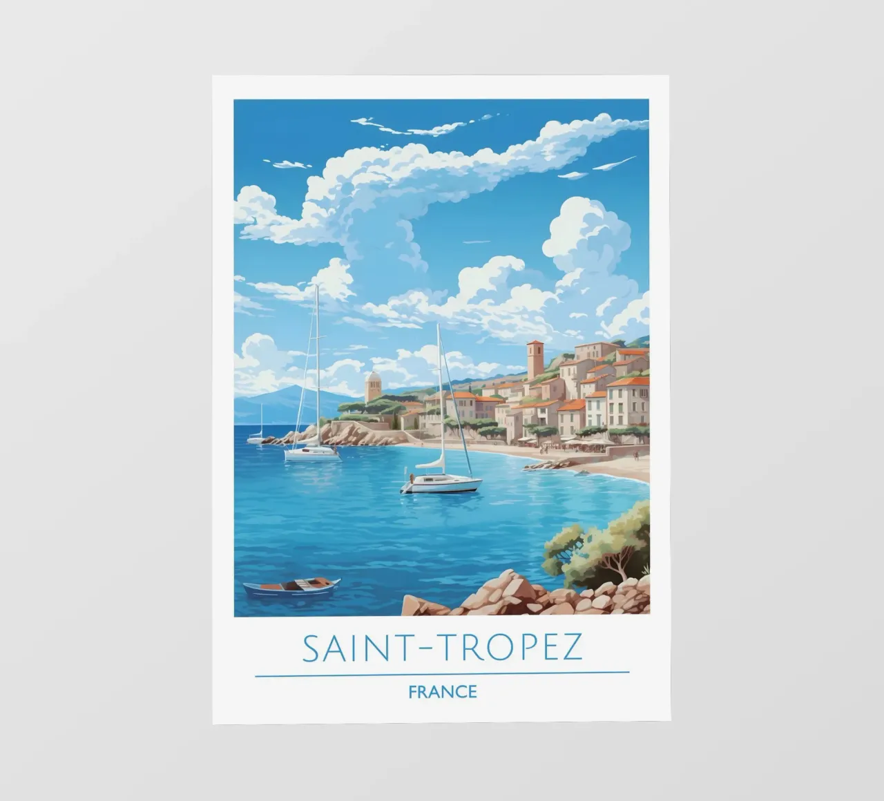 Saint-Tropez Costa Azzurra Poster | Viaggio d'epoca costiero telo in pvc da homdeco