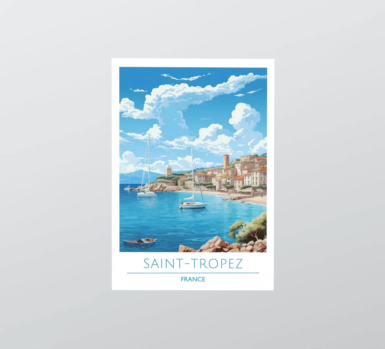 Saint-Tropez Costa Azzurra Poster | Viaggio d'epoca costiero adesivo da homdeco