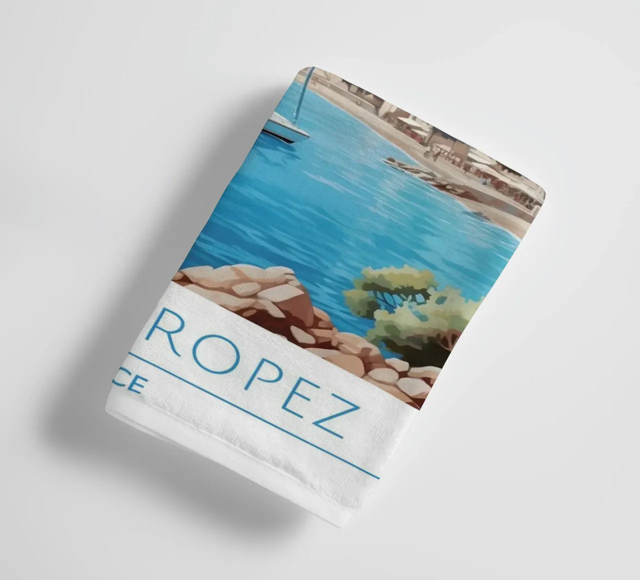 Saint-Tropez Costa Azzurra Poster | Viaggio d'epoca costiero asciugamano da bagno da homdeco
