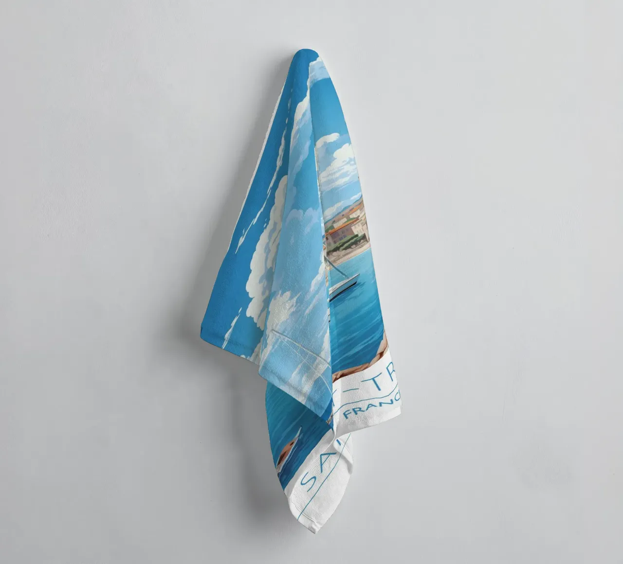 Saint-Tropez Costa Azzurra Poster | Viaggio d'epoca costiero asciugamano da bagno da homdeco