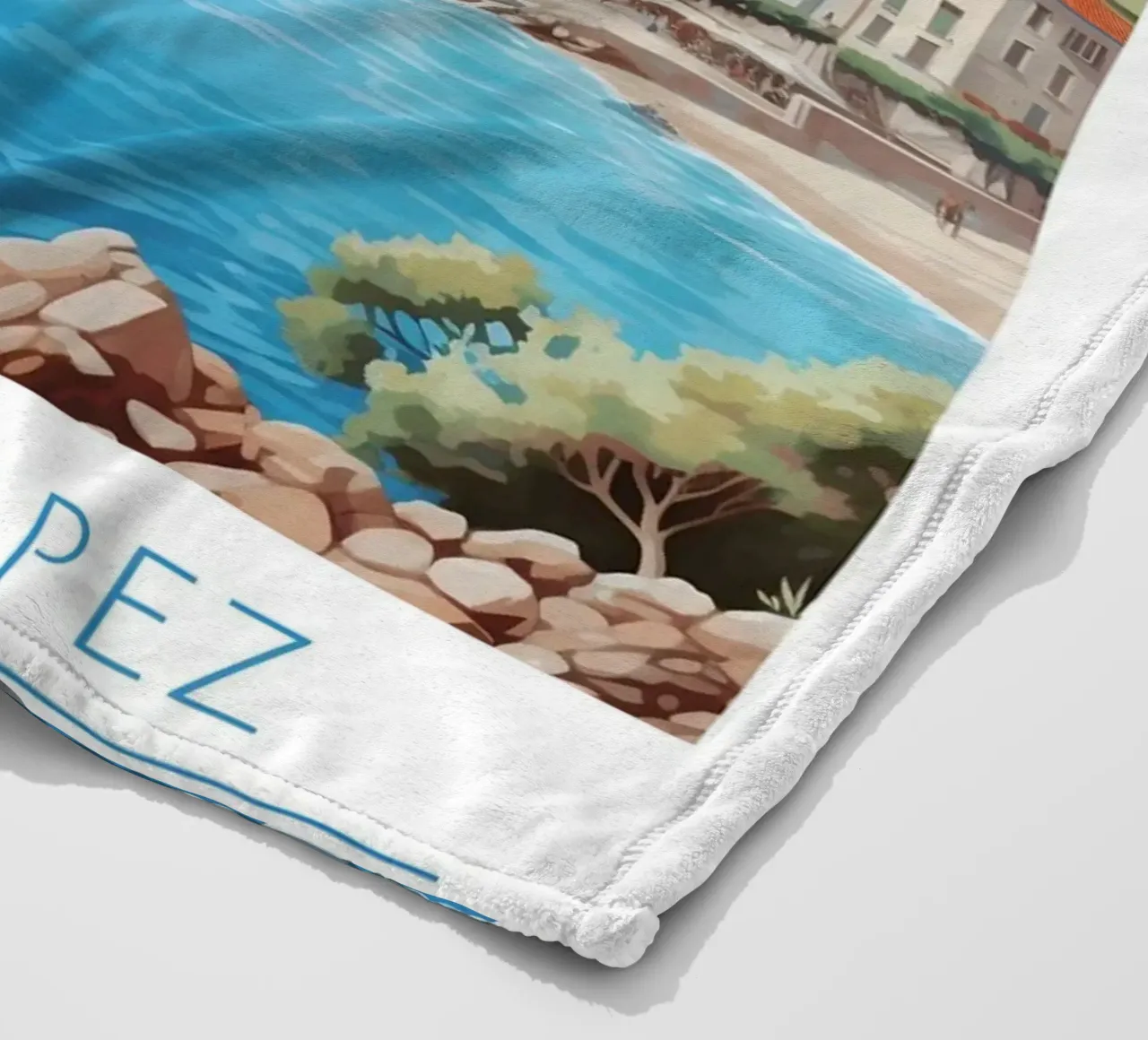 Saint-Tropez Costa Azzurra Poster | Viaggio d'epoca costiero coperta in pile da homdeco