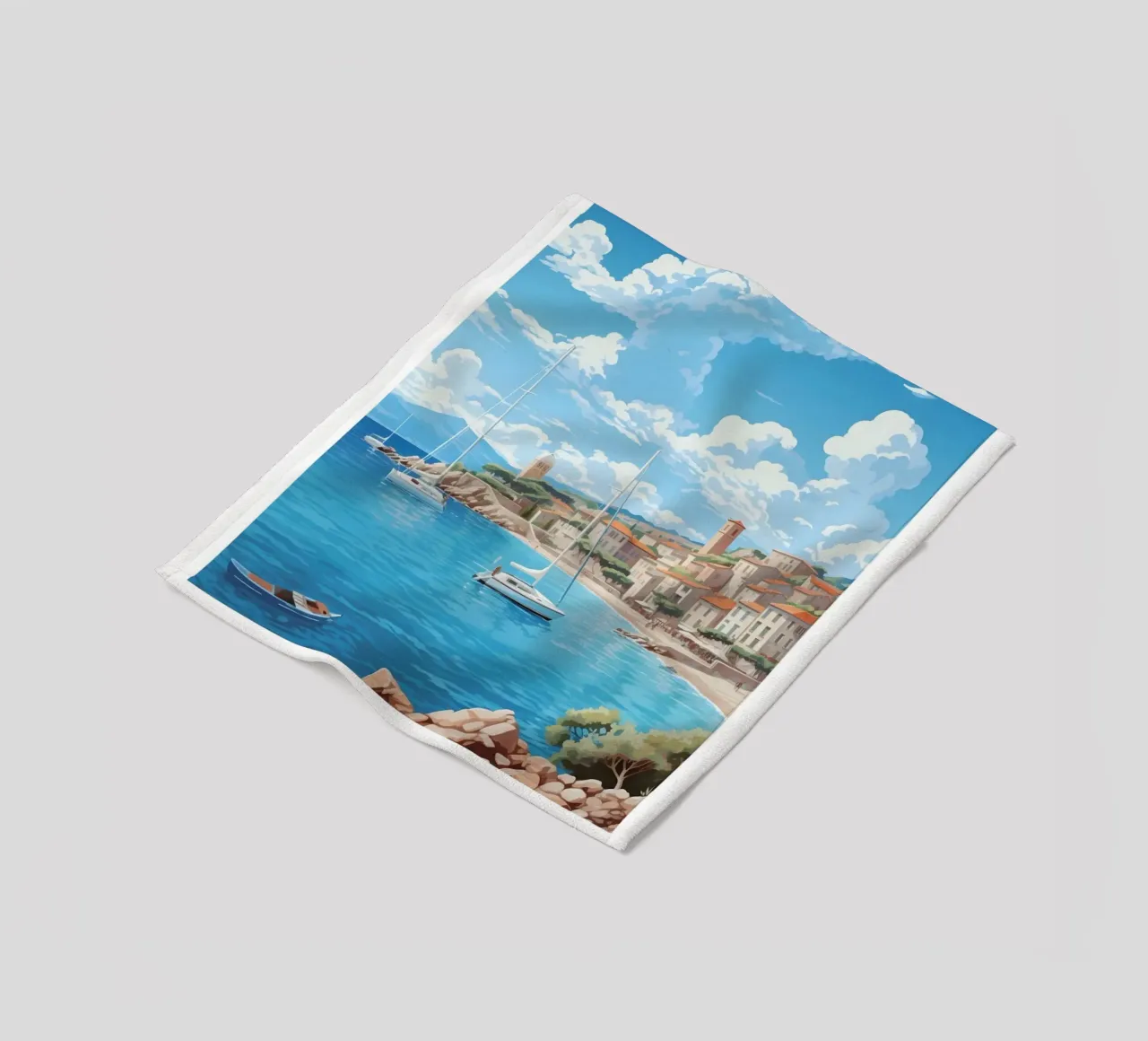 Saint-Tropez Costa Azzurra Poster | Viaggio d'epoca costiero coperta in pile da homdeco